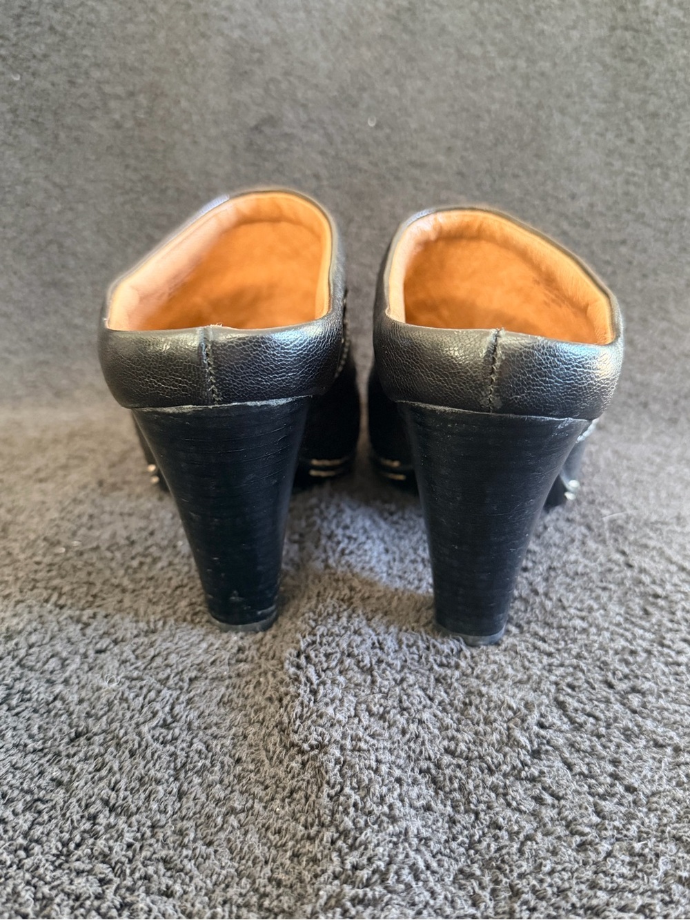 Sofft Black Leather Studded Slip-On Mule Heels - Picture 3 of 4